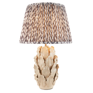 Ceramic Table Light Layered Leaf & Leaf 35cm Pearl grey shade - Comet Lighting