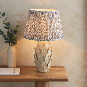Ceramic Table Light Layered Leaf & Leaf 35cm Pearl grey shade - Comet Lighting