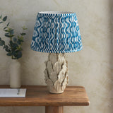 Ceramic Table Light Layered Leaf & Ripple 35cm Marlin blue shade