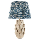 Ceramic Table Light Layered Leaf & Ripple 35cm Marlin blue shade