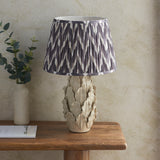 Ceramic Table Light Layered Leaf & Zigzag 35cm Pearl grey shade