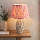 Ceramic Table Light Layered Leaf & Ikat 35cm Coral pink shade