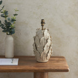 Ceramic Table Light Layered Leaf & Raffia  32cm Natural Raffia Shade