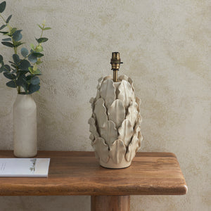 Ceramic Table Light Layered Leaf & Raffia  32cm Natural Raffia Shade - Comet Lighting