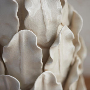 Ceramic Table Light Layered Leaf & Raffia  32cm Natural Raffia Shade - Comet Lighting