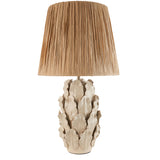 Ceramic Table Light Layered Leaf & Raffia  32cm Natural Raffia Shade