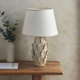 Ceramic Table Light Layered Leaf & Ivy 35cm Vintage white shade