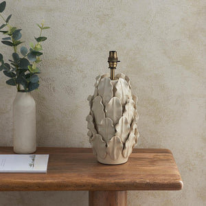 Ceramic Table Light Layered Leaf & Ivy 35cm Vintage white shade - Comet Lighting