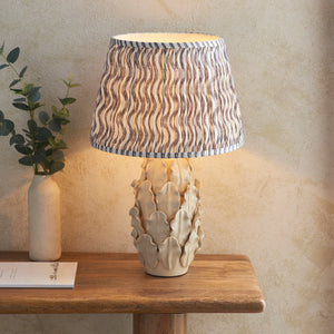 Ceramic Table Light Layered Leaf & Ripple 35cm Pearl grey shade - Comet Lighting