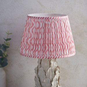 Ceramic Table Light Layered Leaf & Ripple 35cm Coral pink shade - Comet Lighting