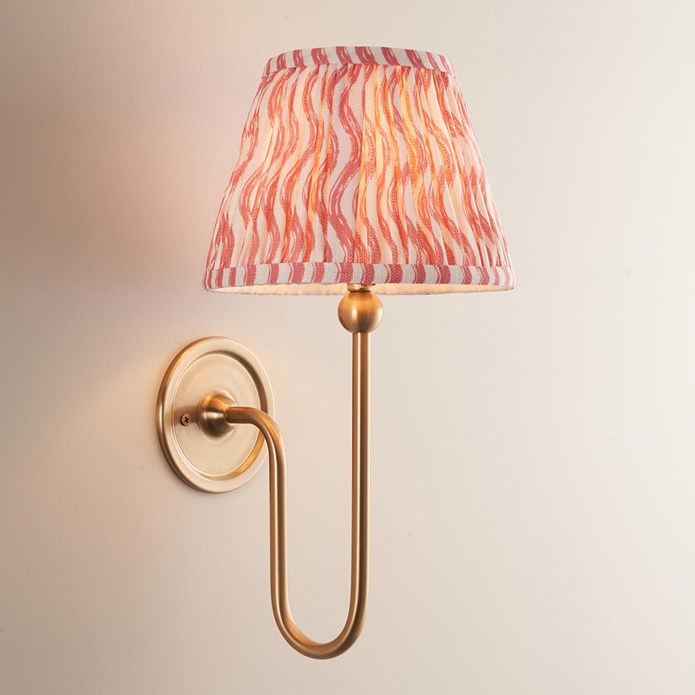 Santiago & Ripple 20cm Coral pink shade Wall light