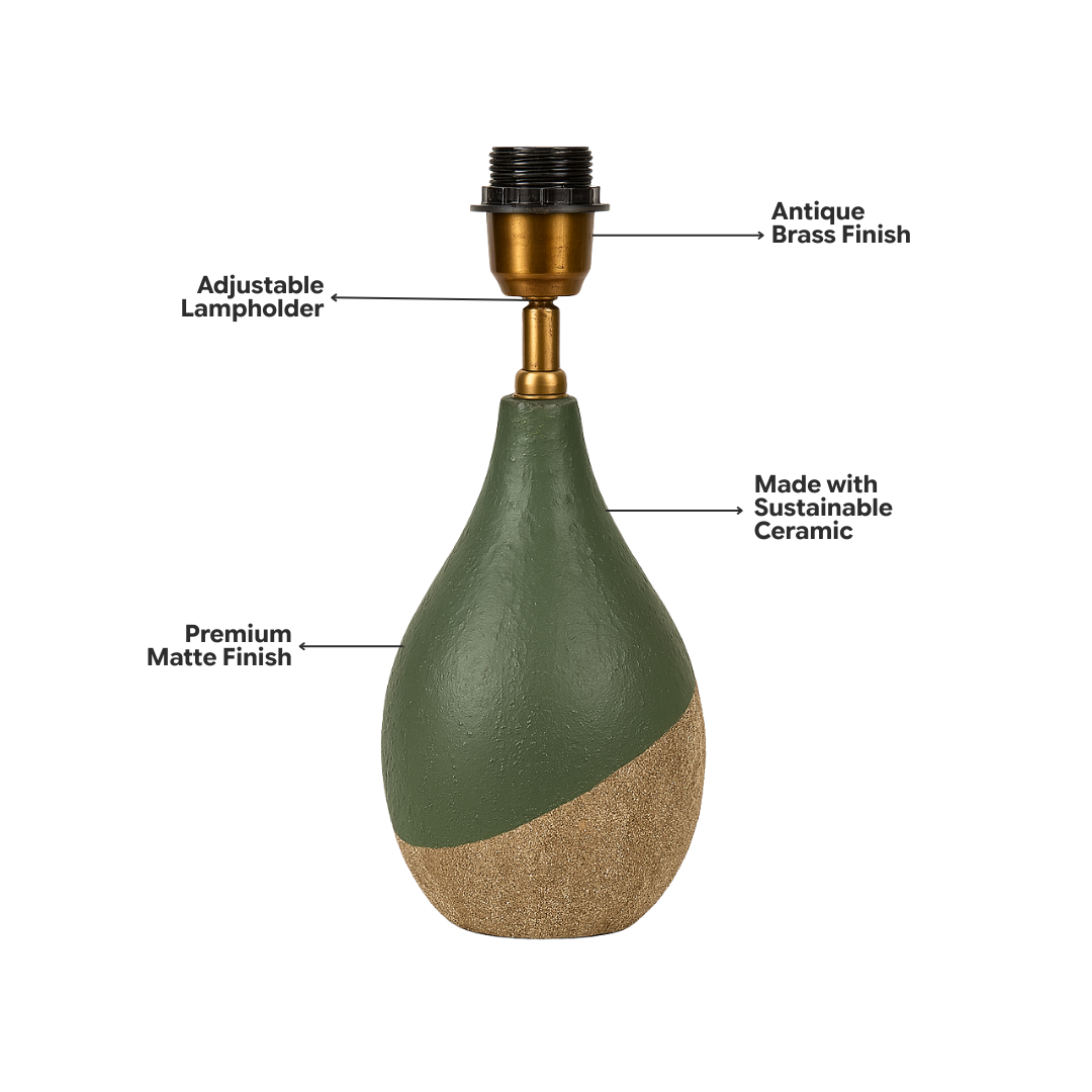 AARTIN Iris Ceramic Table Lamp - Green & Beige ( Base Only )