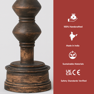 AARTIN JUNO TABLE LAMP IN WOOD WITH DARK NATURAL WOOD FINISH (BASE ONLY)