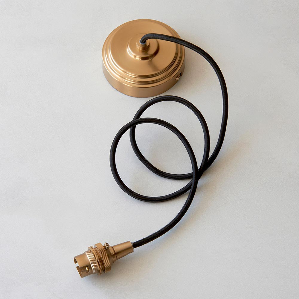 Eltham Cable Set Brushed aged brass plate & black braided flex