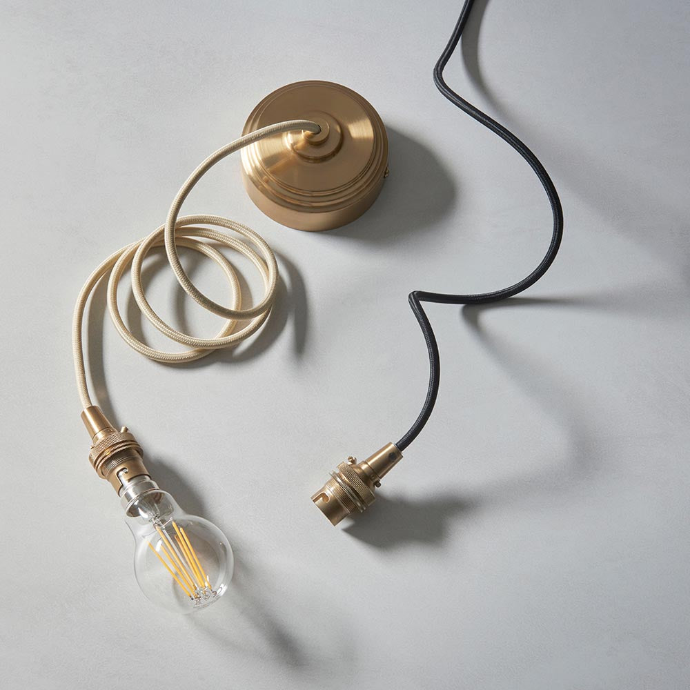 Eltham Cable Set Brushed aged brass plate & natural braided flex