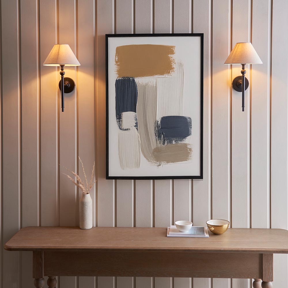 Lille Wall Matt black & natural faux linen