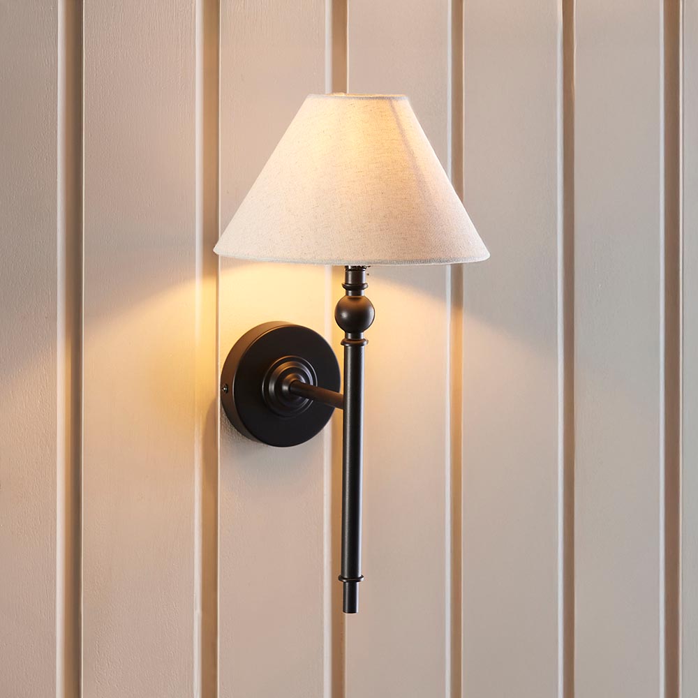 Lille Wall Matt black & natural faux linen