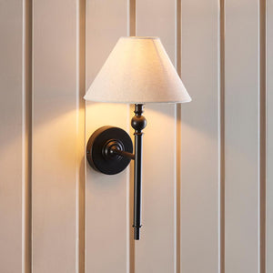 Lille Wall Matt black & natural faux linen