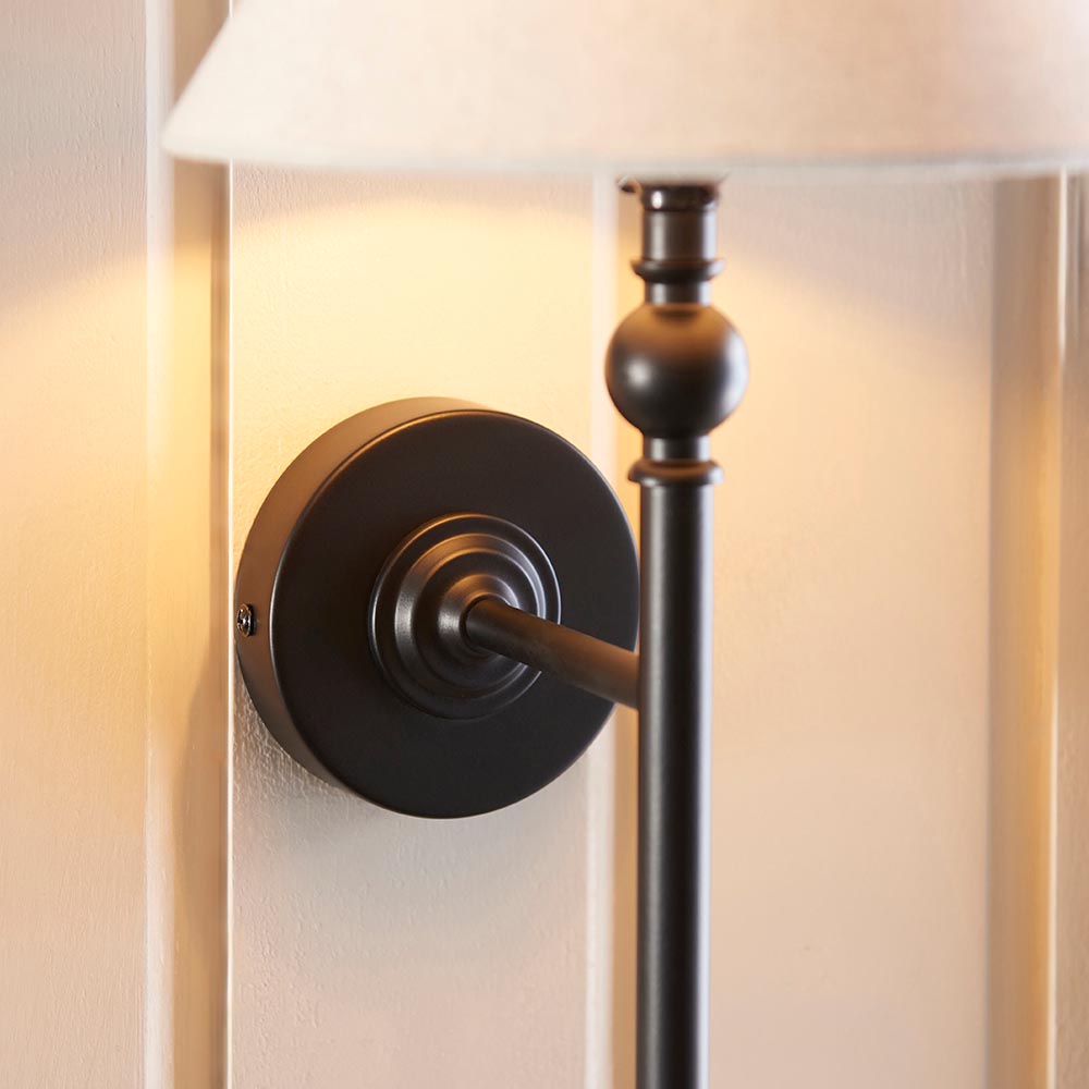 Lille Wall Matt black & natural faux linen