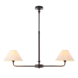 Lille 2lt Linear Pendant Matt black & natural faux linen