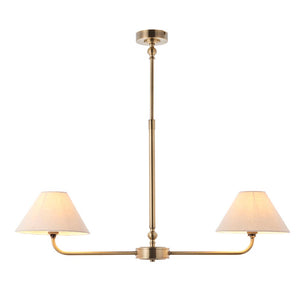 Lille 2lt Linear Pendant Antique brass plate & natural faux linen