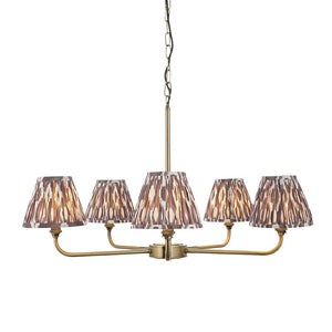 Lille & Ikat 16cm 5lt Pendant Antique brass plate & pearl grey fabric