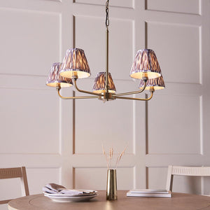 Lille & Ikat 16cm 5lt Pendant Antique brass plate & pearl grey fabric