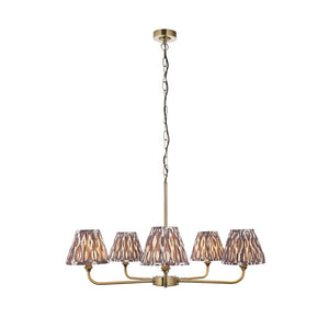 Lille & Ikat 16cm 5lt Pendant Antique brass plate & pearl grey fabric