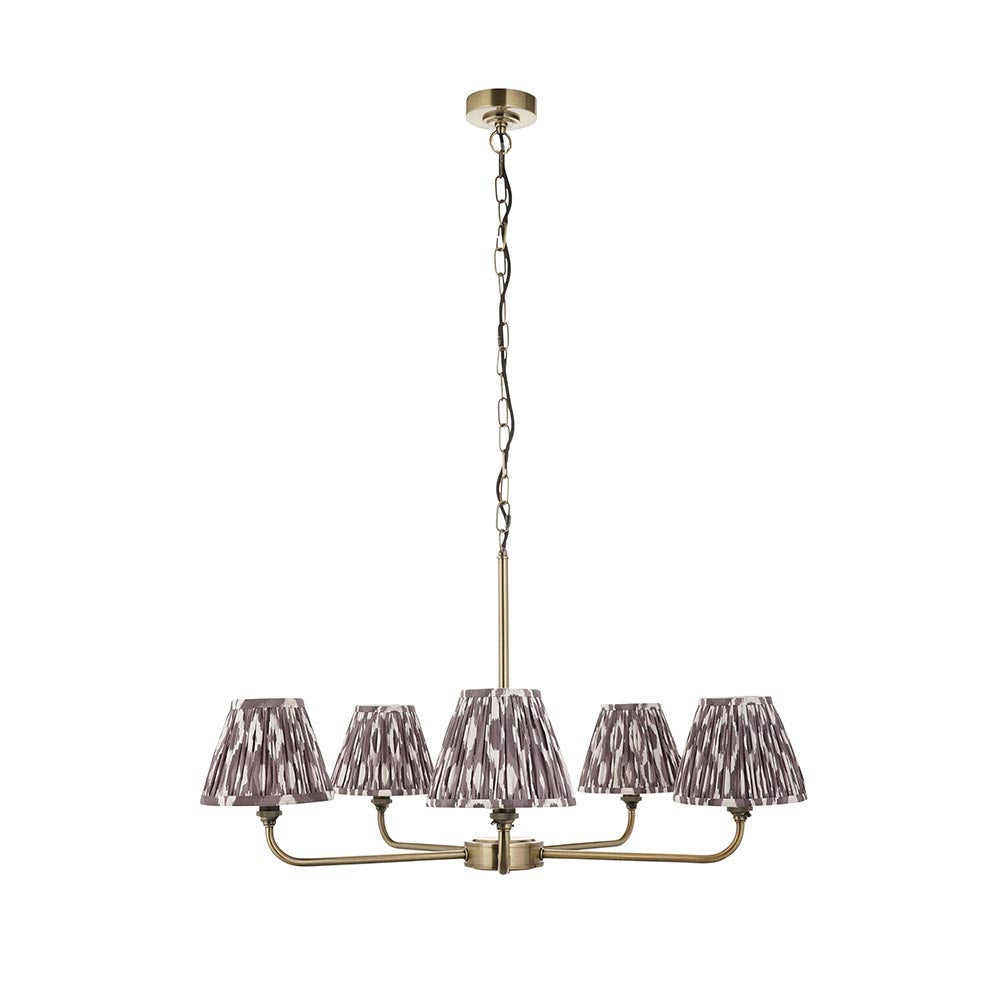 Lille & Ikat 16cm 5lt Pendant Antique brass plate & pearl grey fabric