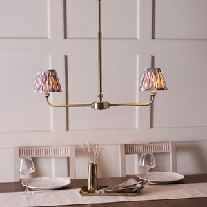 Lille & Ikat 16cm 2lt Linear Pendant Antique brass plate & pearl grey fabric