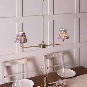 Lille & Ikat 16cm 2lt Linear Pendant Antique brass plate & pearl grey fabric