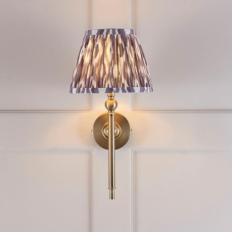 Lille & Ikat 20cm Wall Antique brass plate & pearl grey fabric
