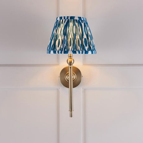 Lille & Ikat 20cm Wall Antique brass plate & marlin blue fabric