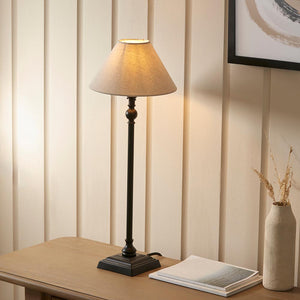 Lille Table 22cm Shade Matt black & natural linen