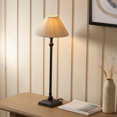 Lille Table 22cm Shade Matt black & natural linen