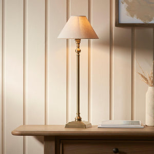 Lille Table 22cm Shade Antique brass plate & natural linen