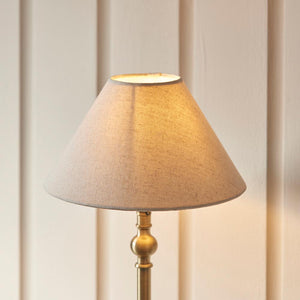 Lille Table 22cm Shade Antique brass plate & natural linen