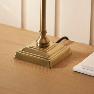 Lille Table 22cm Shade Antique brass plate & natural linen
