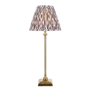 Lille & Ikat 25cm Table Antique brass plate & pearl grey fabric