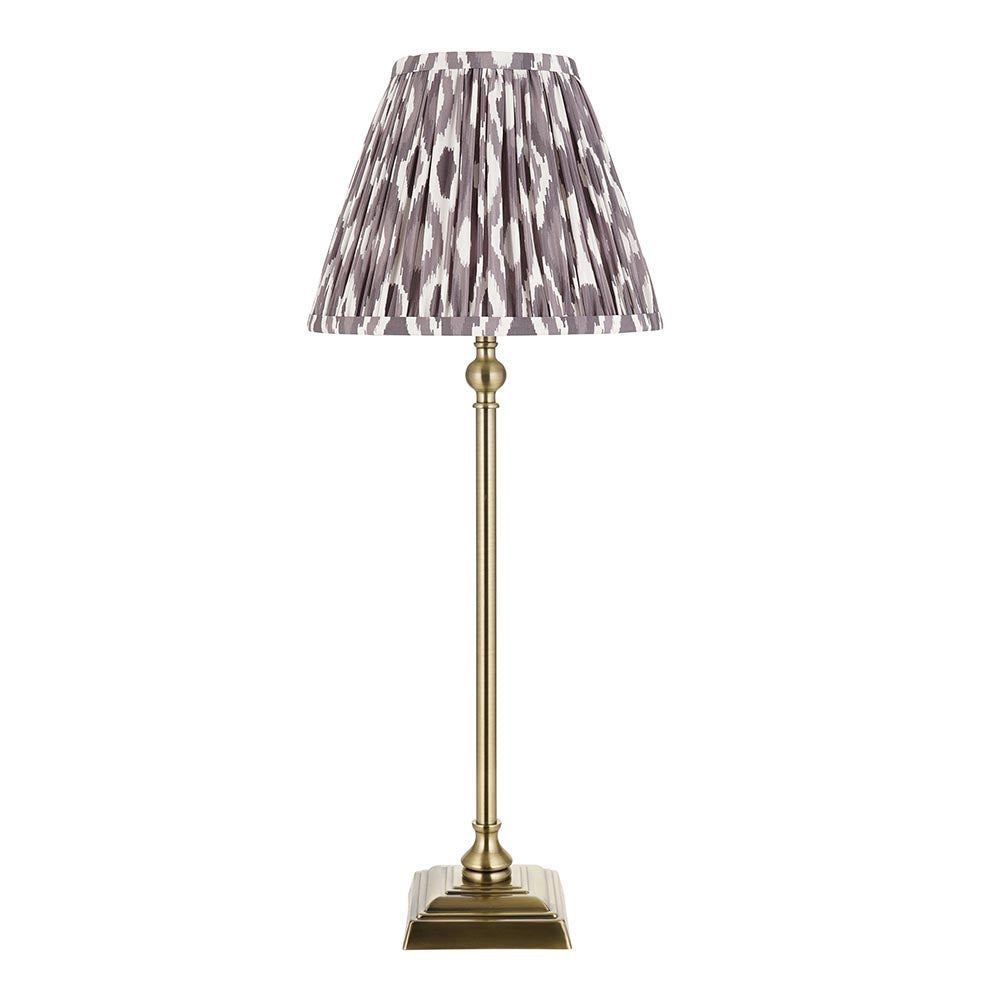 Lille & Ikat 25cm Table Antique brass plate & pearl grey fabric