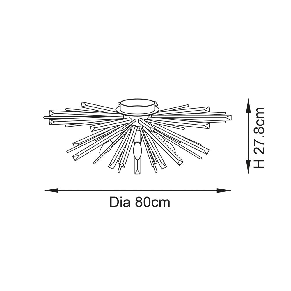 Seine 4Lt Flush Ceiling Light Antique Brass Plate With Champagne Glass - Comet Lighting