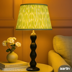 AARTIN RIPPLE TABLE LAMP IN WOOD WITH EBONY FINISH (BASE ONLY)