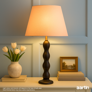AARTIN RIPPLE TABLE LAMP IN WOOD WITH EBONY FINISH (BASE ONLY)