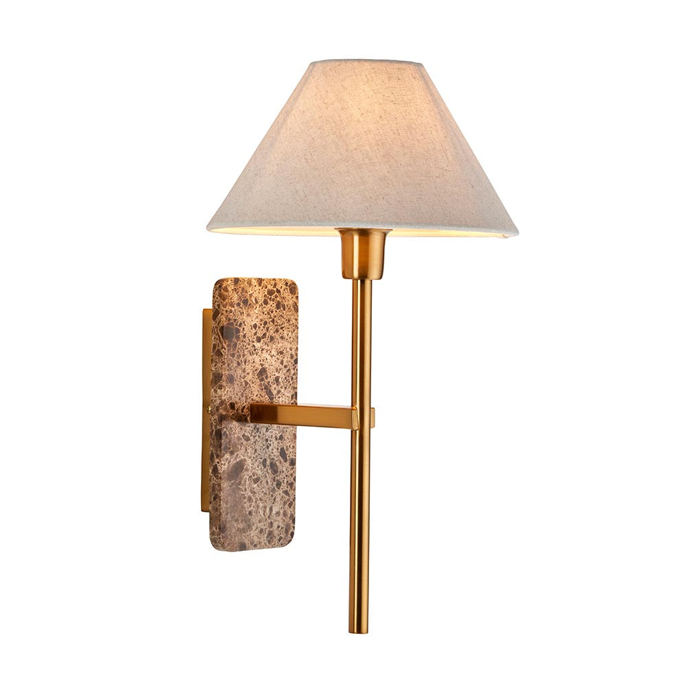 Faro Wall Dark brown Emperador marble & vintage brass with natural linen