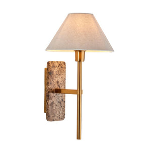 Faro Wall Dark brown Emperador marble & vintage brass with natural linen