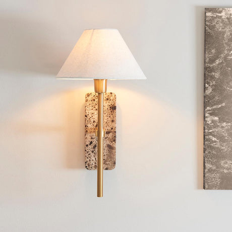 Faro Wall Dark brown Emperador marble & vintage brass with natural linen