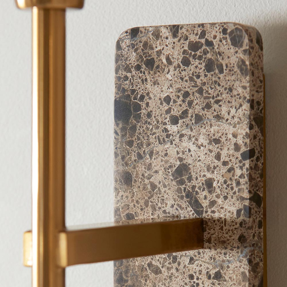 Faro Wall Dark brown Emperador marble & vintage brass with natural linen