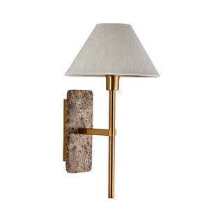 Faro Wall Dark brown Emperador marble & vintage brass with natural linen