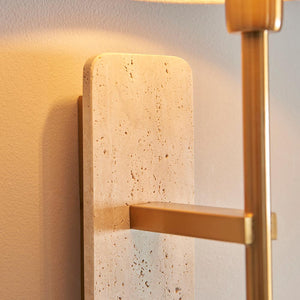 Faro Wall  Natural Travertine & vintage brass with natural linen