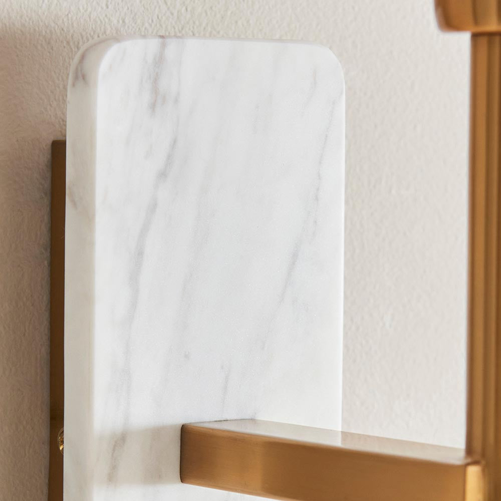 Faro Wall White volakas marble & vintage brass with natural linen